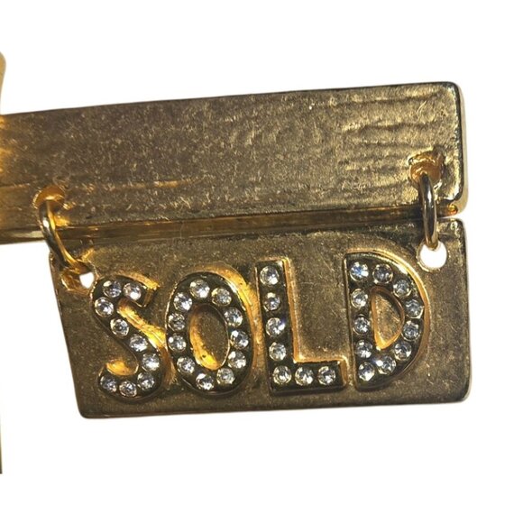 Gold-Tone Sold Real Estate Brooch Pin Rhinestone Hinged Pin Back realtor gift - Picture 2 of 5